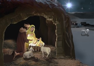 The star shining over Bethlehem